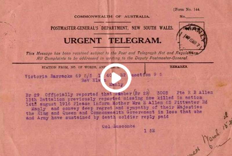 Pink telegrams - Anzac Day speech 2020